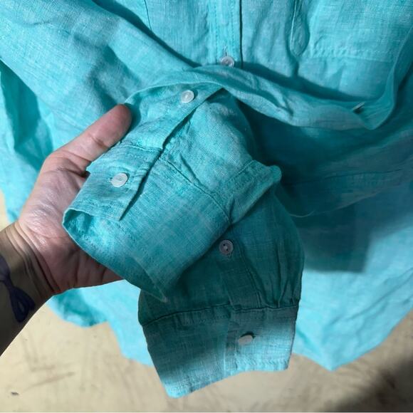 Talbots Long Sleeve Linen Button Front Top Size Medium - Picture 6 of 7